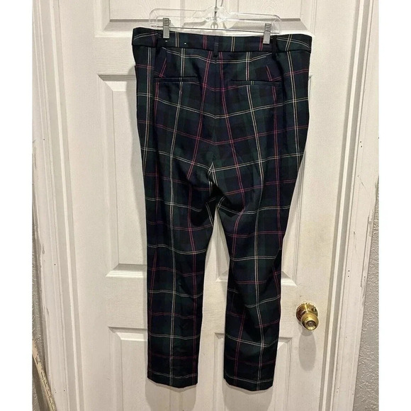 Christopher & Banks Pants Womens 16 Green Plaid Mid-Rise Holiday Party Festive - Picture 5 of 9